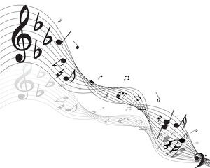 Sticker - Vector musical notes staff background for design use