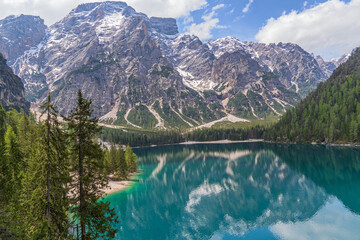 Canvas Print - Pragser Wildsee in den Dolomiten, Südtirol