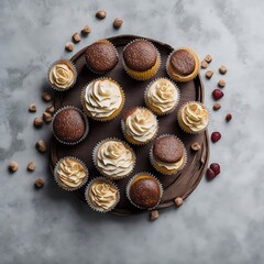 Wall Mural - chocolate cupcakes created with Generative AI technology