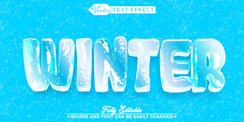 Wall Mural - Cartoon Ice Winter Vector Editable Text Effect Template