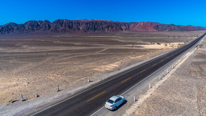 Wall Mural - driving on the highway that crosses the Nazca Lines