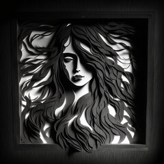 Sticker - portrait of a woman with long hair