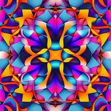 Hyperbolic Flower Mandala Like Seamless Pattern Maximalist Colorful Floral Psychedelic, Wallpaper Background | AI Generated | Generative AI