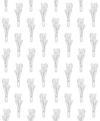 Wall Mural - Vector seamless pattern of hand drawn doodle sketch leek isolated on white background