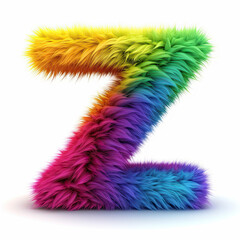 Wall Mural - Furry letter in rainbow pride colors made of fur and feathers. Capital Z