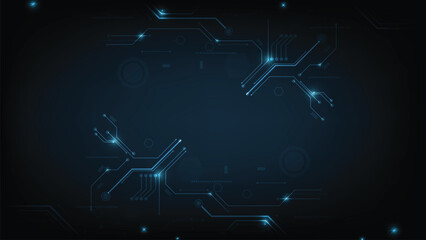 Wall Mural - technology black circuit diagram concept. high-tech circuit board connection system. vector abstract