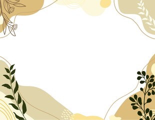  curve shape background decorated with minimalist style leaves