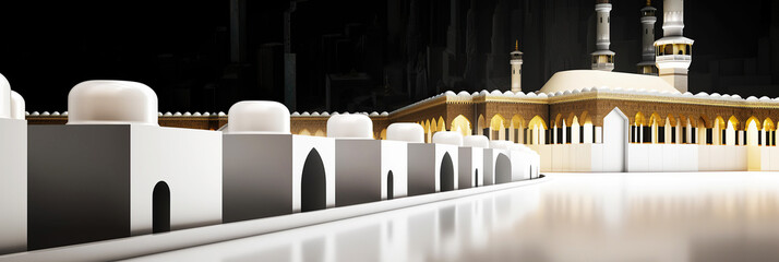 Wall Mural - ai generated panorama islamic holy kaaba of hajj in mecca, hajj and umrah