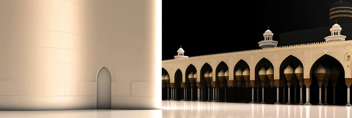 Wall Mural - ai generated panorama islamic holy kaaba of hajj in mecca, hajj and umrah