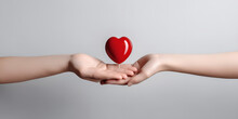 The Concept Of Charity, Love, Donate And Helping Hand. International Cardiology Day. Stock Photo Generative Ai