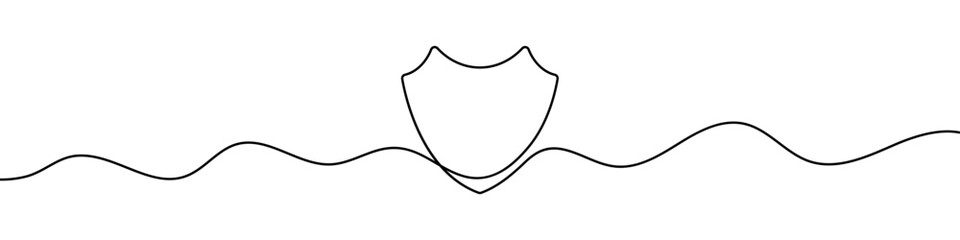 Wall Mural - shield in continuous line drawing style. line art of a shield.