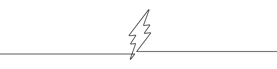 Wall Mural - lightning icon in continuous line drawing style. line art of lightning bolt icon.