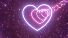 Neon Pink Heart Rollercoaster Climbing Up A Big Hill And Fall Down - 4K Seamless VJ Loop Motion Background Animation