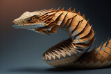 Fototapeta Konie - Image of paper origami art. Handmade paper snake. Reptile. Wildlife animals. Illustration. Generative AI.