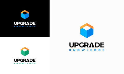 Wall Mural - library book logo designs concept vector, upgrade knowledge logo template, education logo symbol