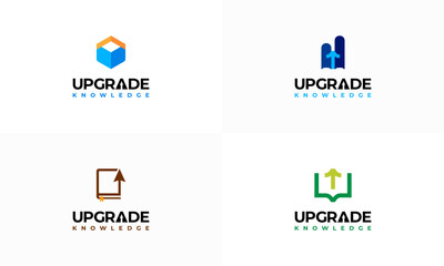 Wall Mural - set of library book logo designs concept vector, upgrade knowledge logo template, education logo sym