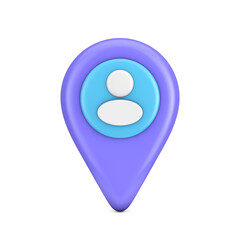 Poster - Abstract Cartoon Map Pointer Location Pin with Person Man Web Icon Sign. 3d Rendering