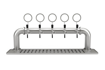 Row of Bar Beer Taps. 3d Rendering