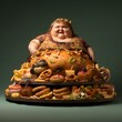 Fat body full of fast food illustration. Created with generative AI technology.