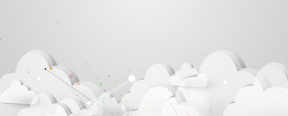 Cloud technology. Integrated digital web concept background