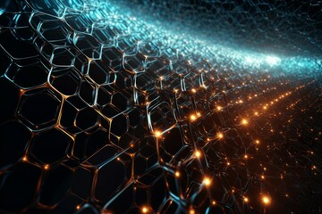 Hexagonal nano grid. Generate Ai