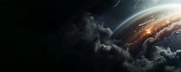 Wall Mural - jupiter planet clouds banner. generate ai