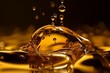 Splash golden oily water. Generate Ai