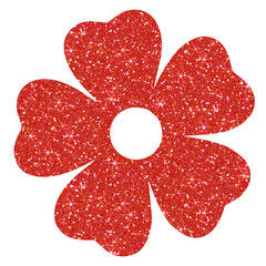 Wall Mural - Red flower glitter on transparent background. Flower icon.Design for decorating,background, wallpaper, illustration