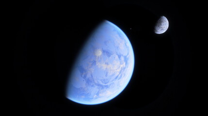 Wall Mural - space planet star galaxy in sunlight, space background. 3d render