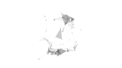 Futuristic network connection structure on white background. Concept of hi tech and future. Communication and web concept. Big data visualization. 3D rendering.
