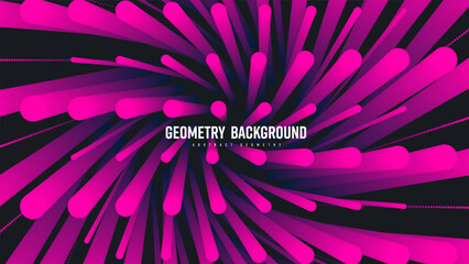 Wall Mural - vector abstract geometric background, gradient shape blend 3d, pink dots on black backdrop.