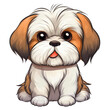 cute shih tzu dog watercolor created with Generative AI technology
