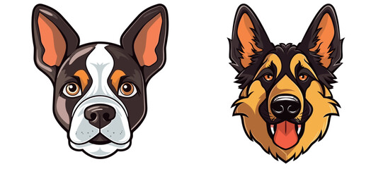 Wall Mural - Vector illustration of a combination of different types of puppy heads