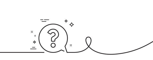 question mark line icon. continuous one line with curl. help speech bubble sign. faq symbol. questio