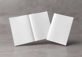 Wall Mural - white blank a4 magazine mockup isolated on concrete 3d rendering