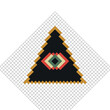 All seeing pyramid eye, freemason symbol in triangle. 8 bit pixel art. Isolated vector illustration.