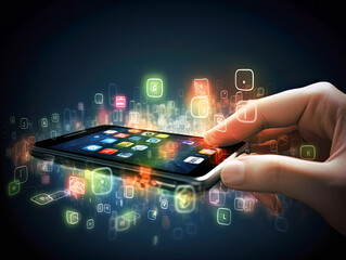 mobile technology and app development Application development isometric illustrations. Generative AI