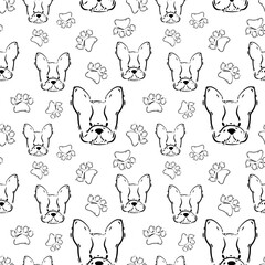 Wall Mural - French bulldog seamless vector pattern