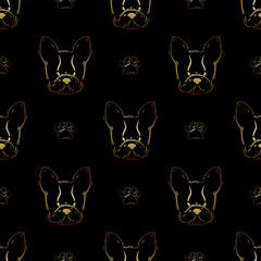 Poster - French bulldog seamless vector pattern