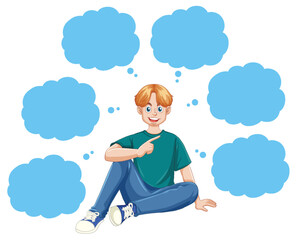 Canvas Print - Male teen with blank speech bubble