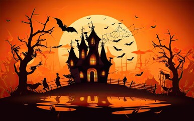 halloween background For posters, banners, eerie landscapes of night fantasy forests.