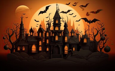 halloween background For posters, banners, eerie landscapes of night fantasy forests.