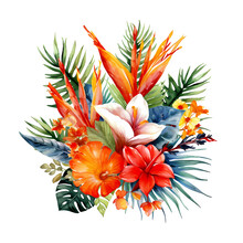 Exotic Tropical Flowers Watercolor