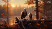 Birds Of Prey In The Forest