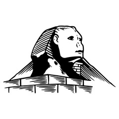 Wall Mural - Sphinx building hand drawn sketch, vector illustration black and white.