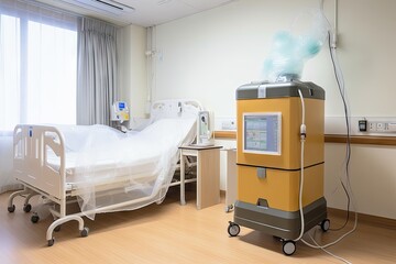 Canvas Print - air purifier in hospital room, providing clean and fresh air for patients, created with generative ai