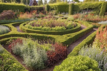 Sticker - intricate garden maze, with twists and turns to discover, created with generative ai