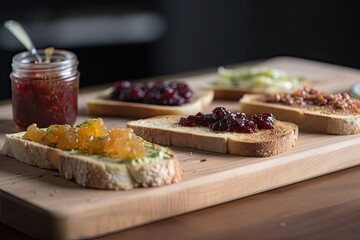 Canvas Print - homemade preserves spread on toast for breakfast, created with generative ai