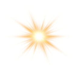 golden star and sparks isolated on transparent background. flares and sunbursts. glowing light effec