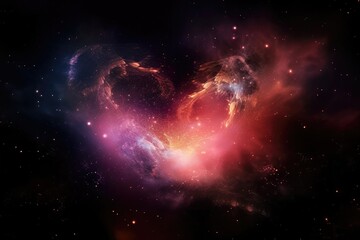 Wall Mural - heart of galaxy nebula beating with galactic rhythm, stars and nebulae swirling in the background, c